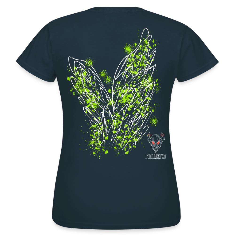 Women T-Shirt Poison Green Wings - Navy