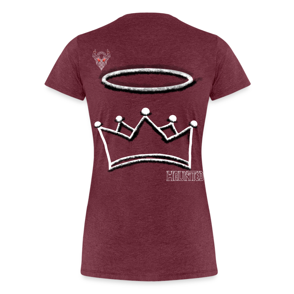 Woman T-Shirt Crown and Ring Light - Bordeauxrot meliert