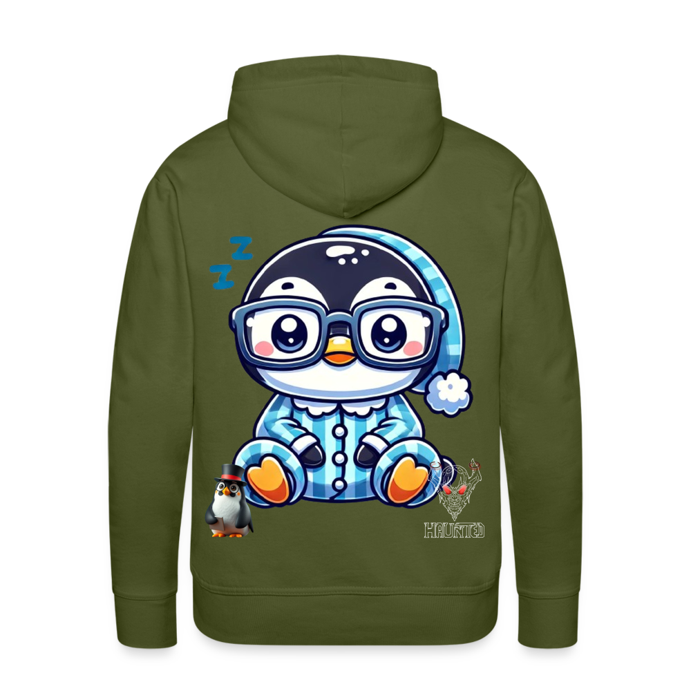 Men Hoodie KasPenguin in Pyjama - Olivgrün