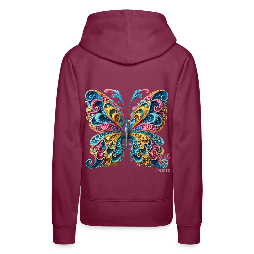 Woman Hoodie Whimsical Butterfly Harmony - Bordeaux