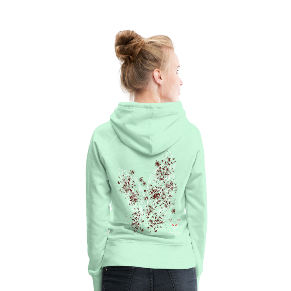 Women Hoodie Dark Red Wings - helles Mintgrün