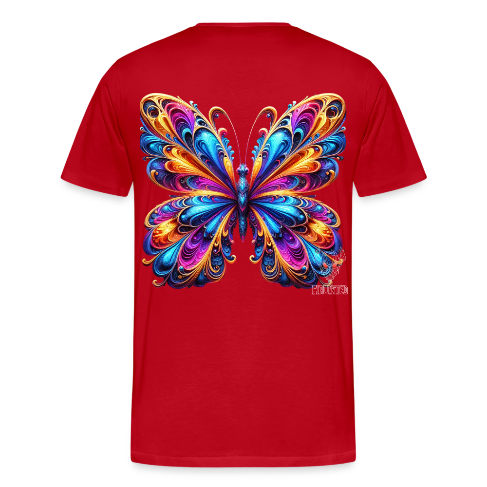 Men T-Shirt Vibrant Butterfly Elegance - Rot
