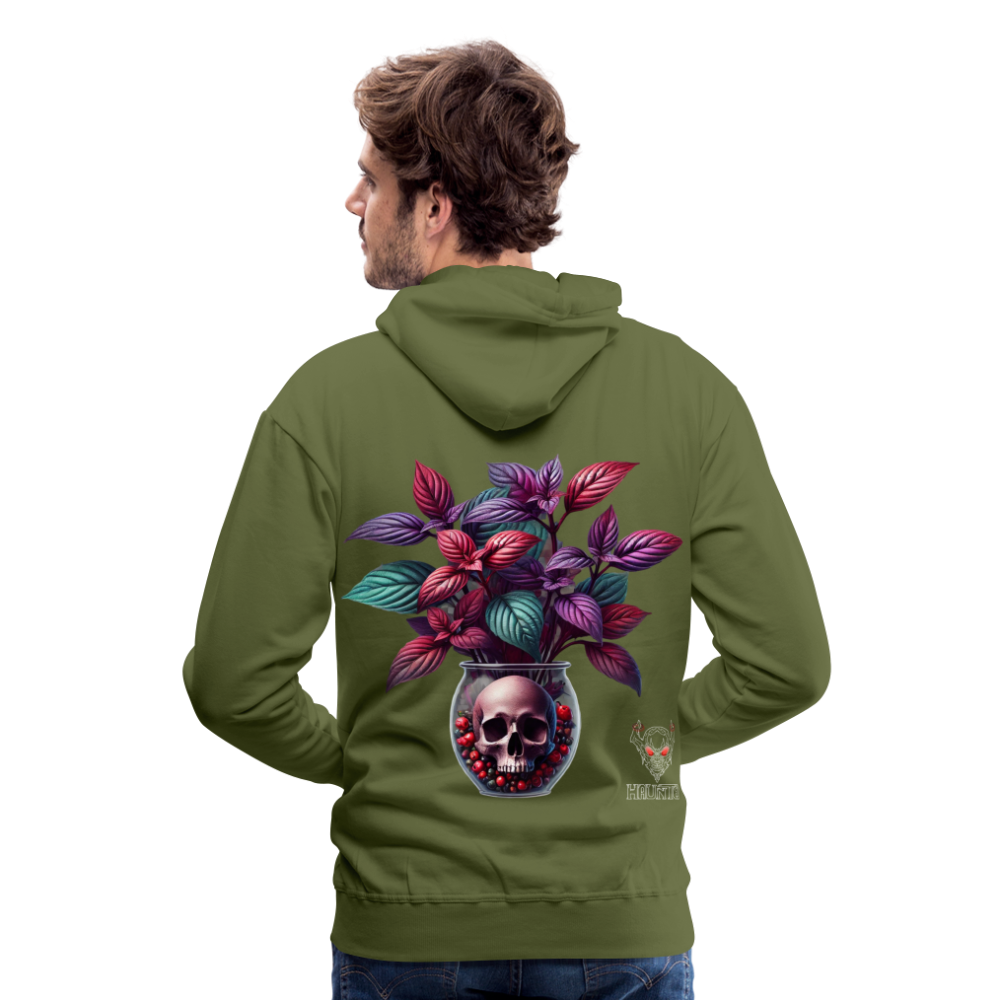 Men Hoodie Skull Bloom Vase - Olivgrün