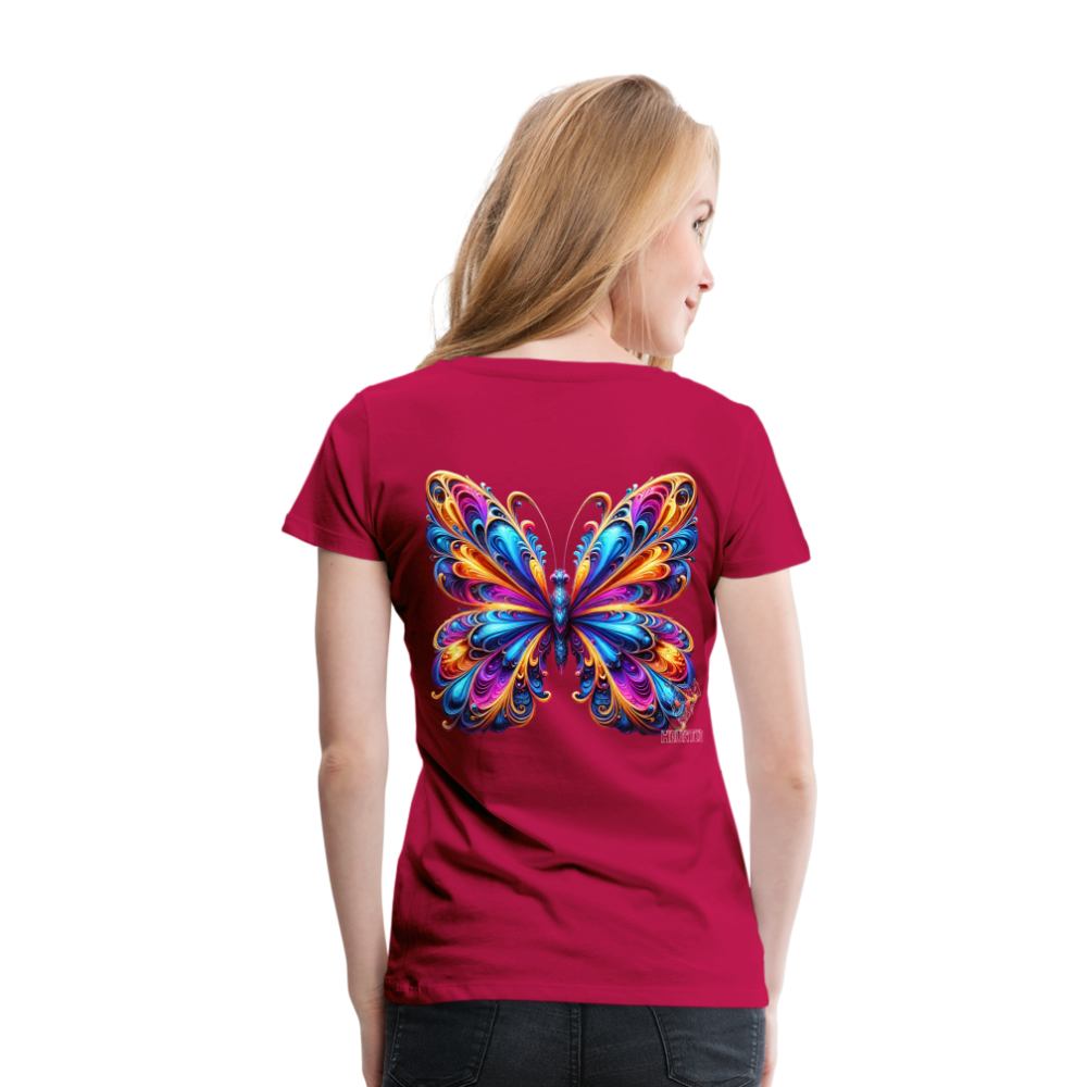 Woman T-Shirt Vibrant Butterfly Elegance - dunkles Pink