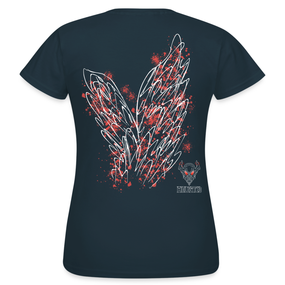 Women T-Shirt Light Red Wings - Navy