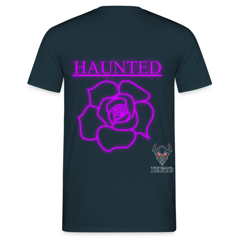 Men T-Shirt Pink Neon Rose - Navy