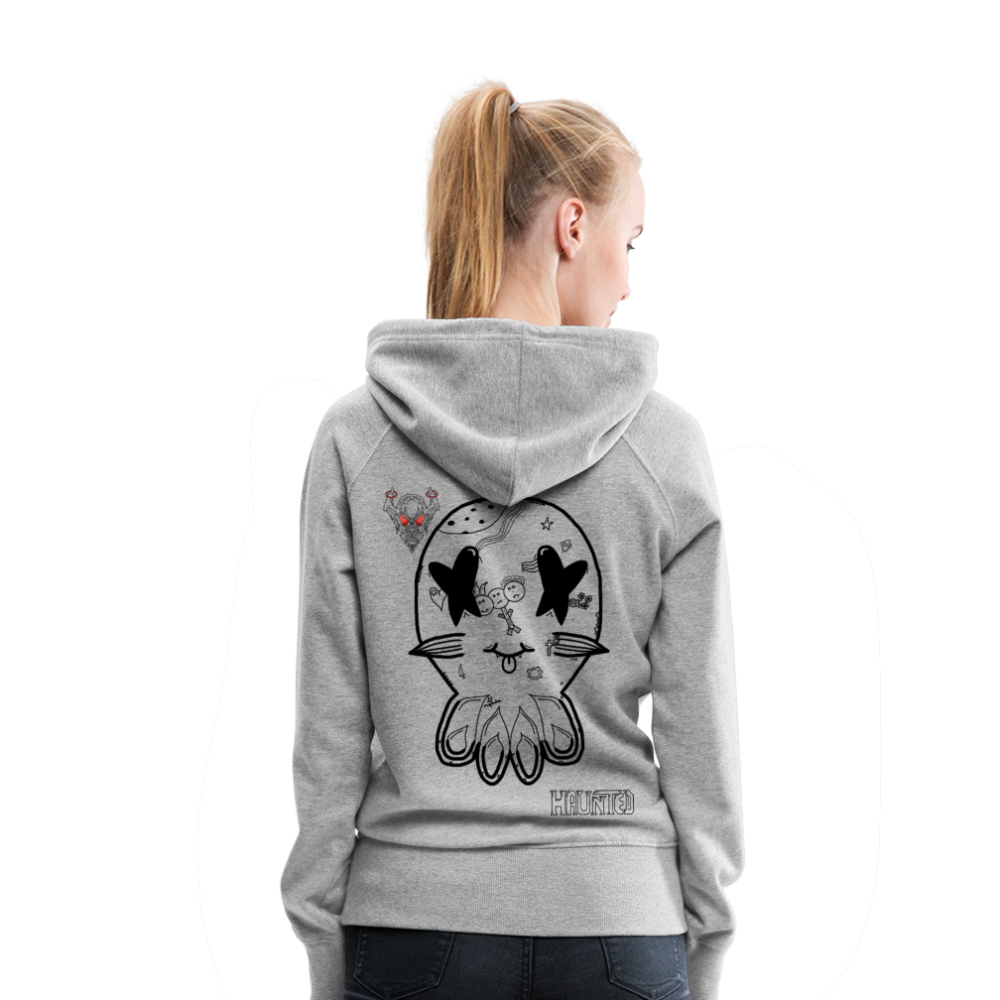 Woman Hoodie Ghost Doodle Dark - Grau meliert