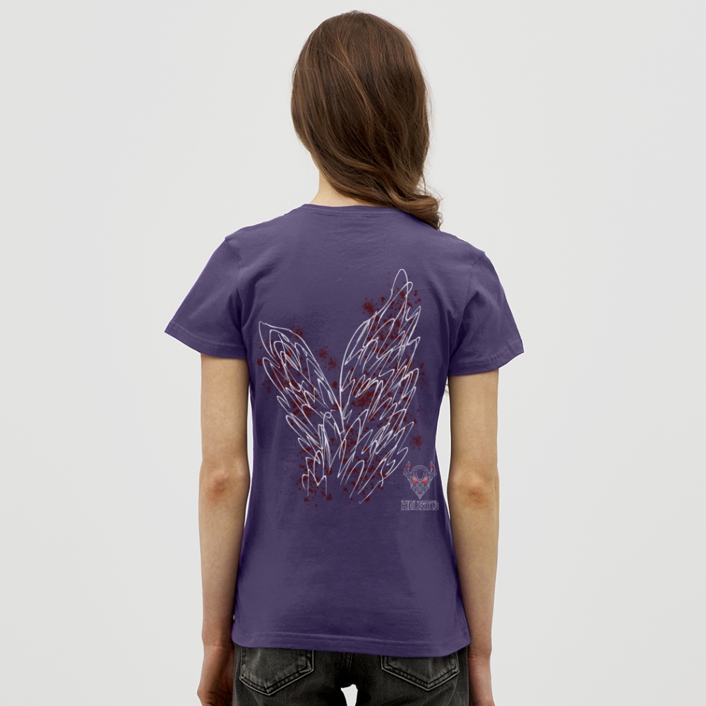 Women T-Shirt Dark Red Wings - Dunkellila