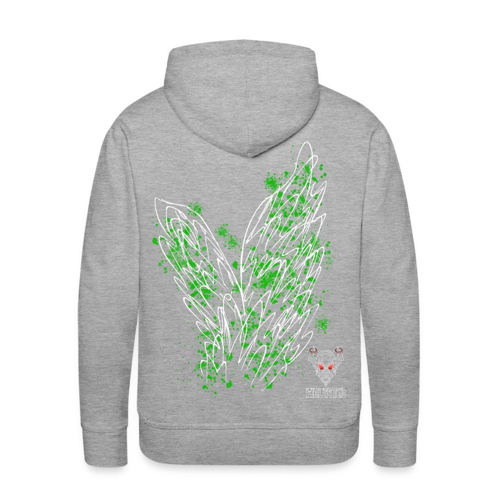 Men Hoodie Green Wings - Grau meliert