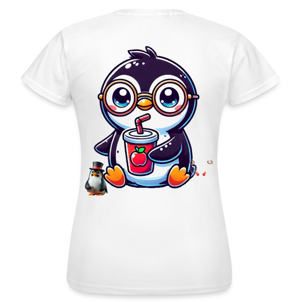 Women T-Shirt KasPenguin with Drink - Weiß