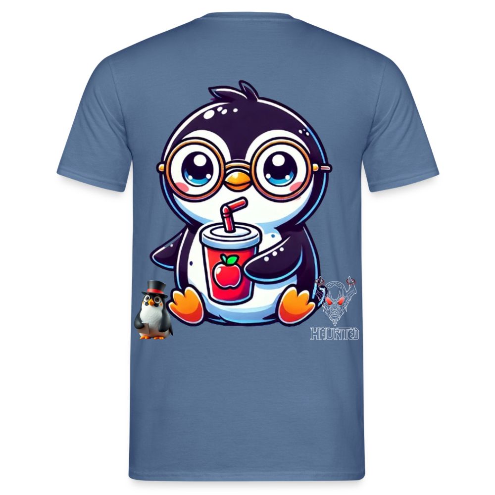 Men T-Shirt KasPenguin with Drink - Taubenblau
