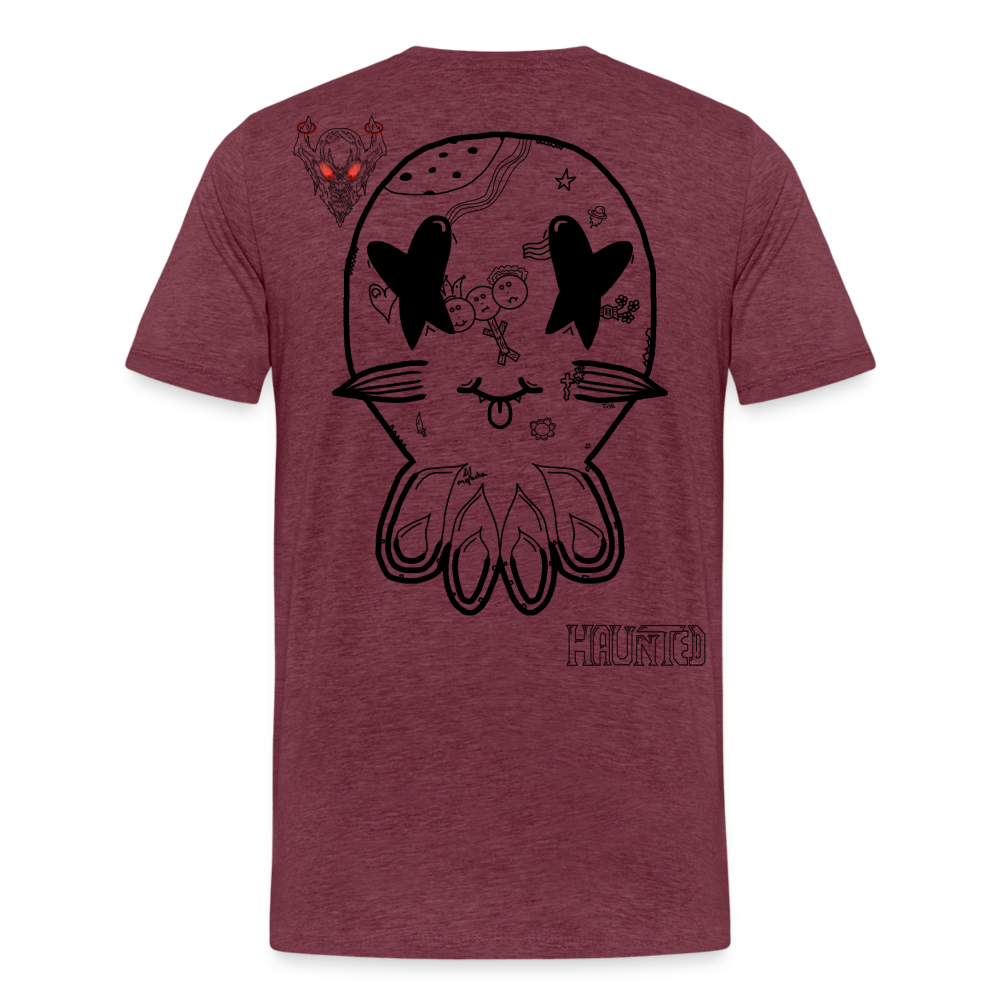Man T-Shirt Ghost Doodle Dark - Bordeauxrot meliert