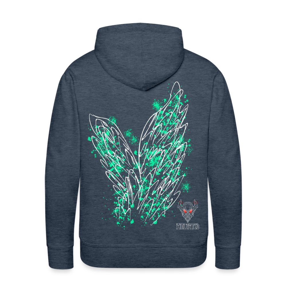 Men Hoodie Turquoise Wings - Jeansblau