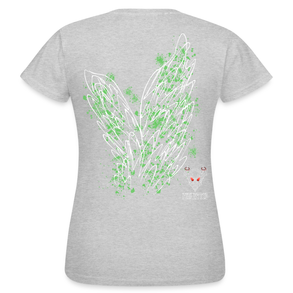 Women T-Shirt Light Green Wings - Grau meliert