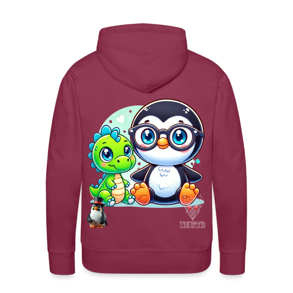 Men Hoodie KasPenguin with Dinosaur - Bordeaux