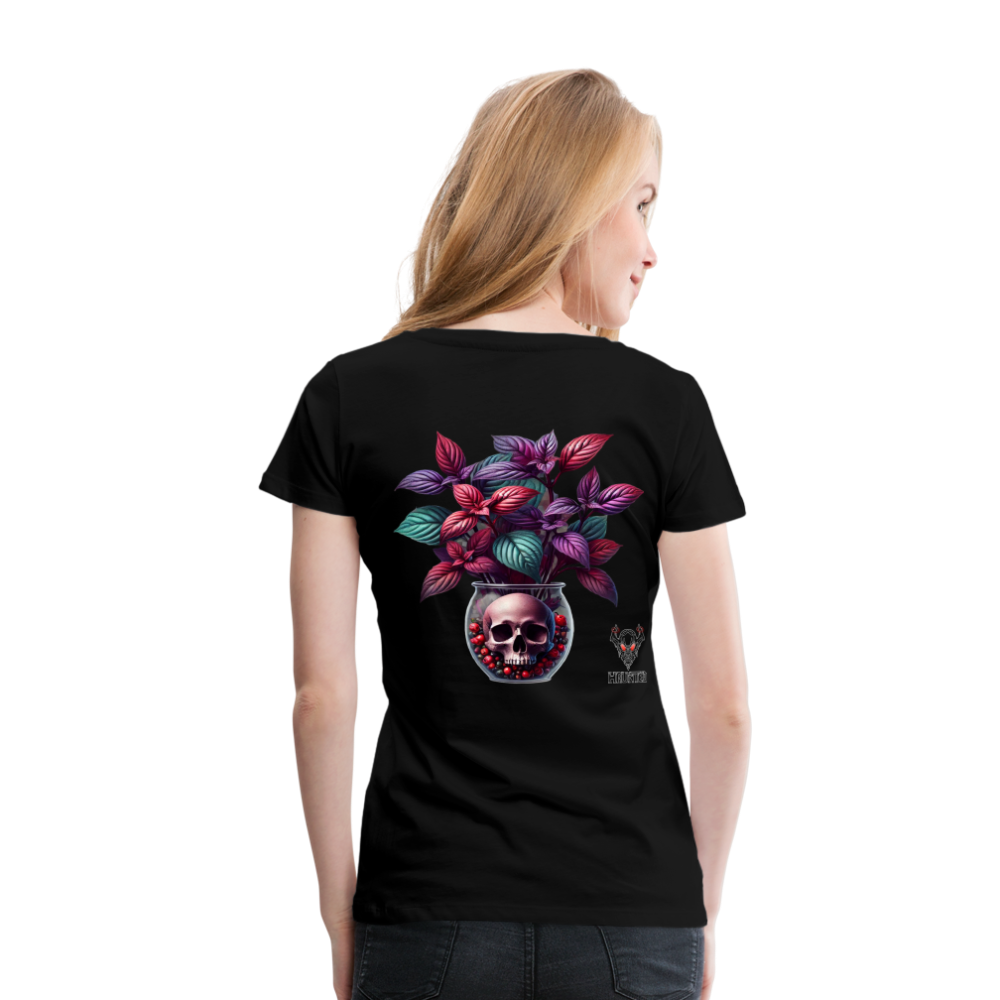 Woman T-Shirt Skull Bloom Vase - Schwarz