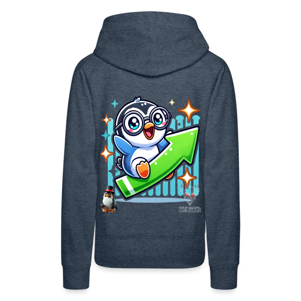 Women Hoodie KasPenguin Riding the Trend - Jeansblau