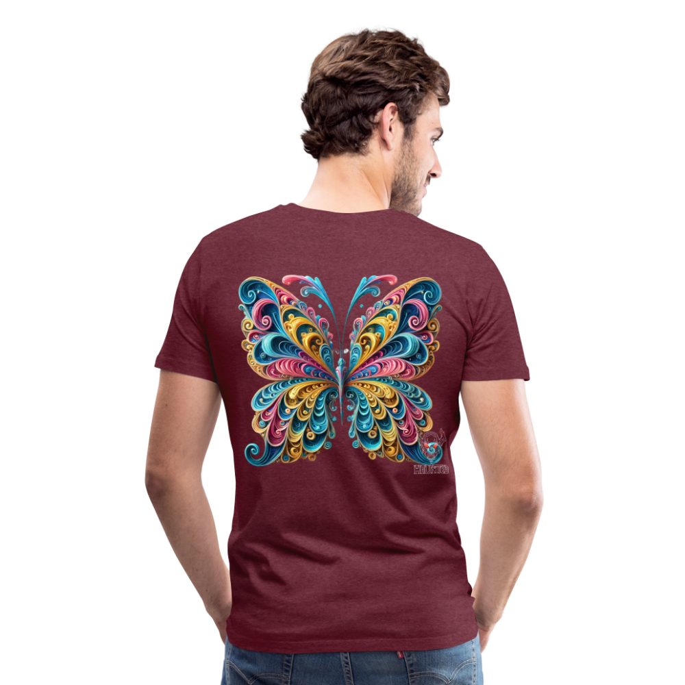 Men T-Shirt Whimsical Butterfly Harmony - Bordeauxrot meliert