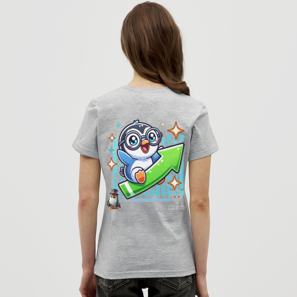 Women T-Shirt KasPenguin Riding the Trend - Grau meliert