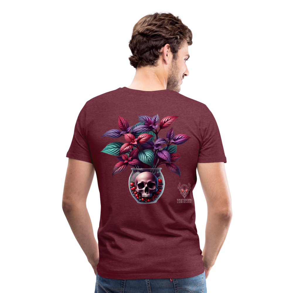 Men T-Shirt Skull Bloom Vase - Bordeauxrot meliert