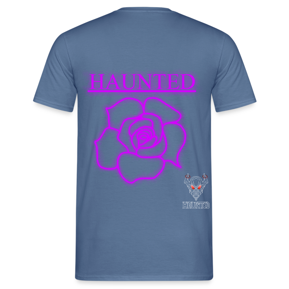 Men T-Shirt Pink Neon Rose - Taubenblau