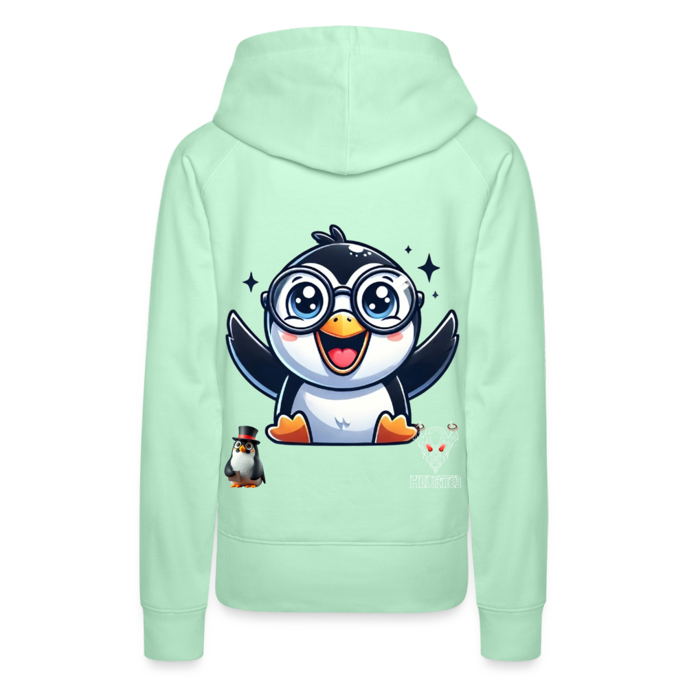 Women Hoodie KasPenguin Happy - helles Mintgrün