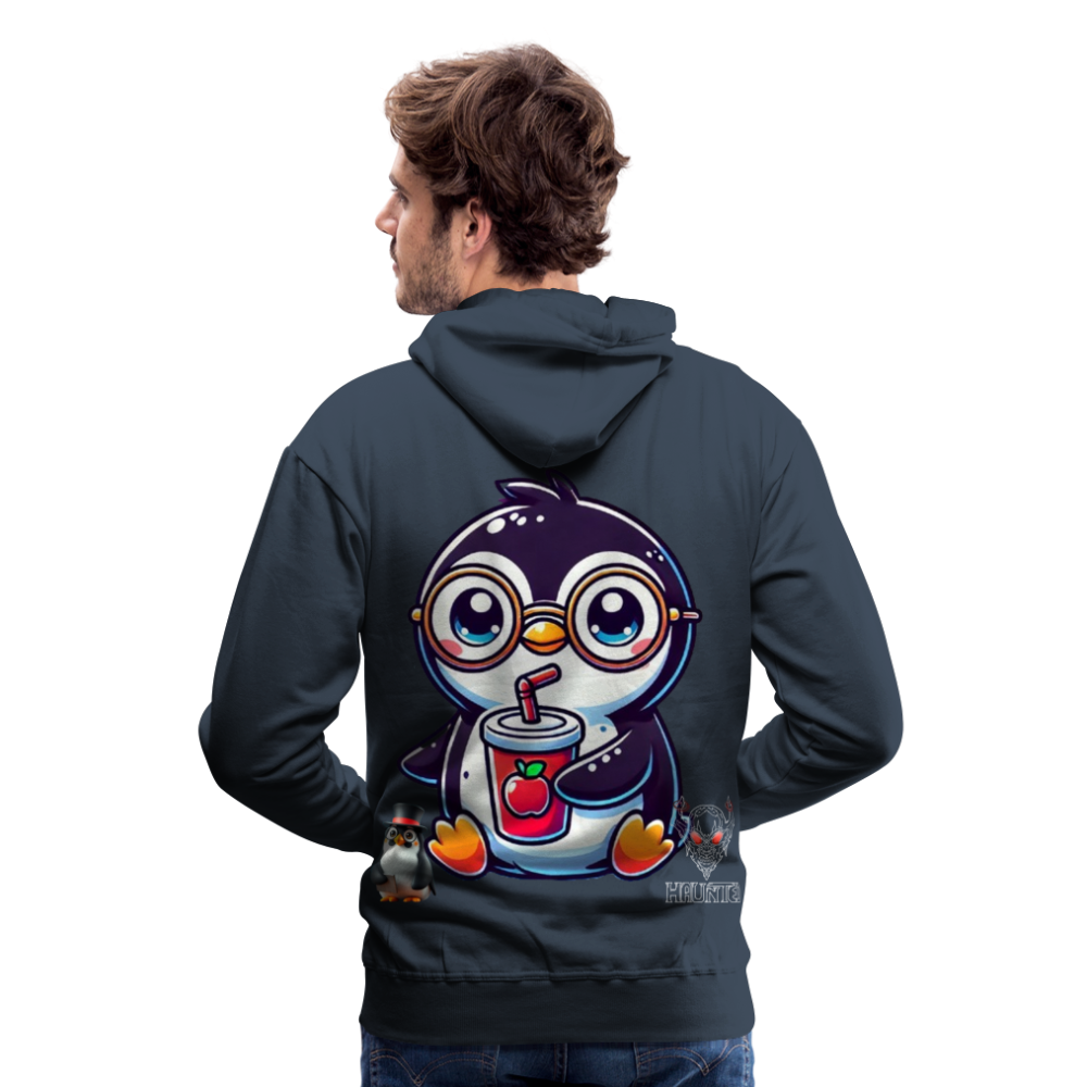 Men Hoodie KasPenguin with Drink - Navy