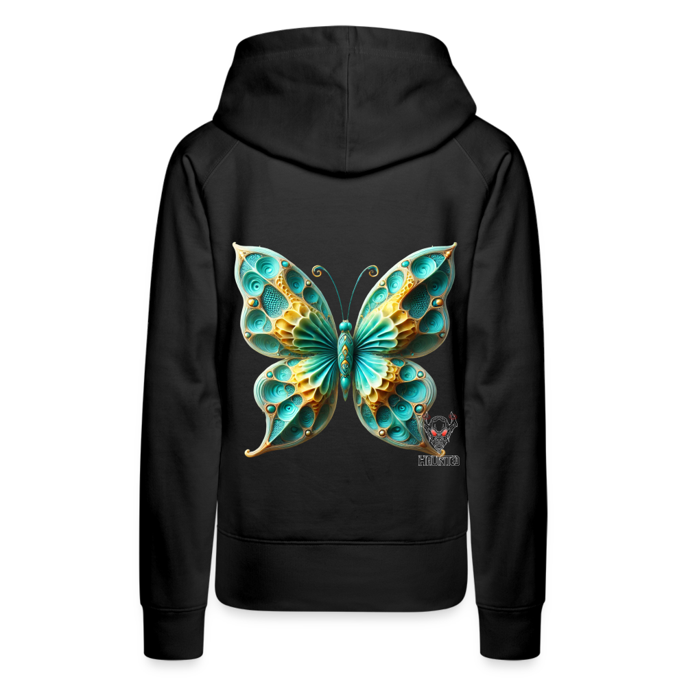 Woman Hoodie Aqua Wing Symphony - Schwarz