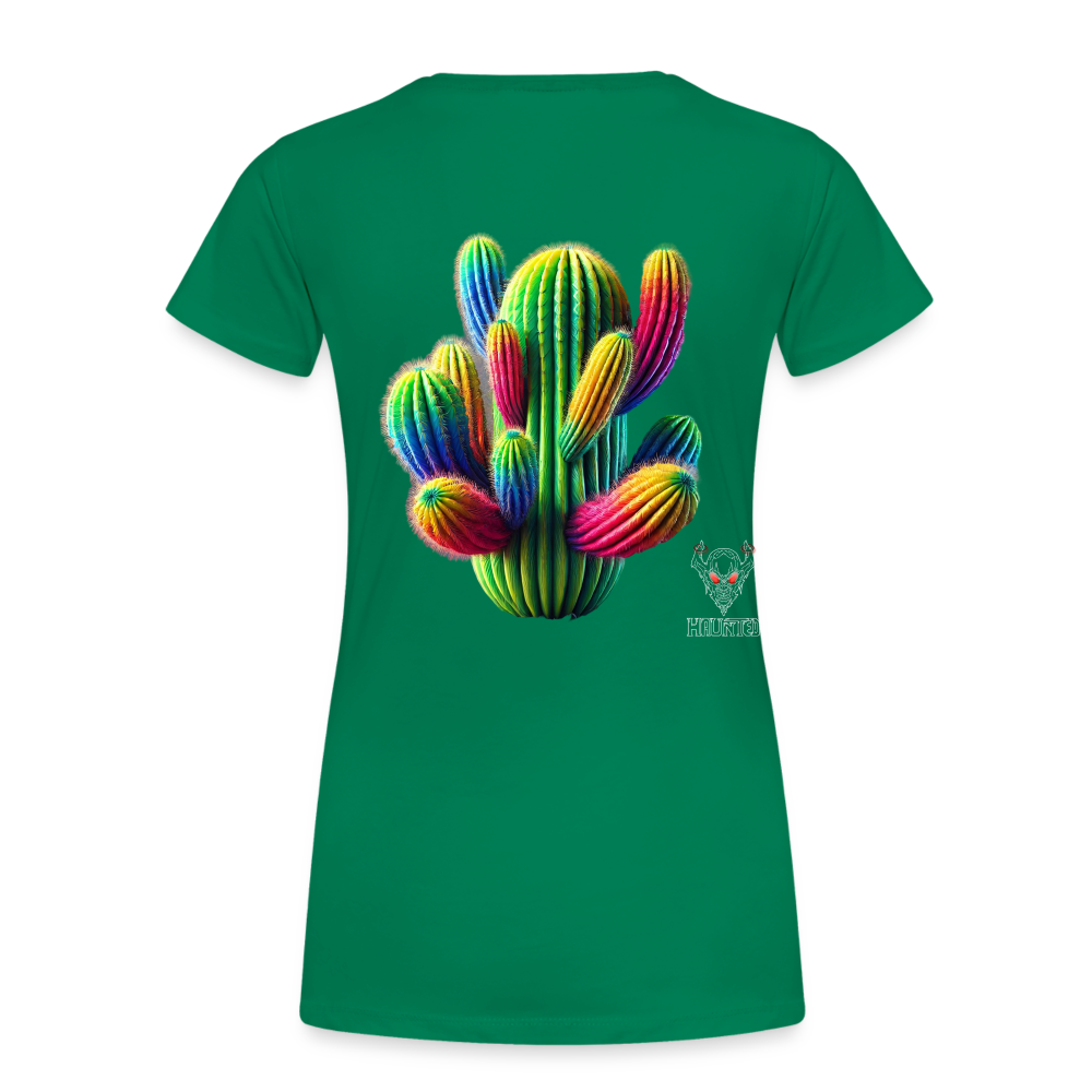 Woman T-Shirt Prismatic Cactus Bloom - Kelly Green
