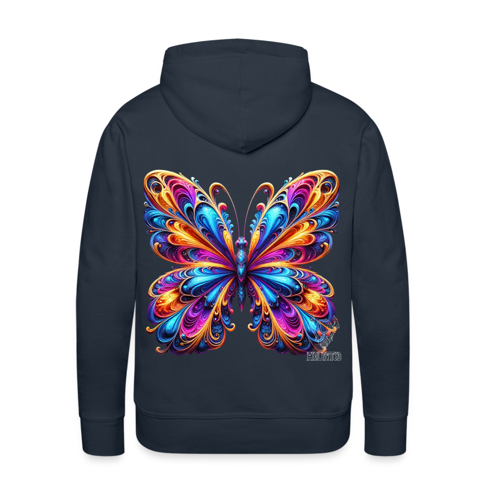 Men Hoodie Vibrant Butterfly Elegance - Navy