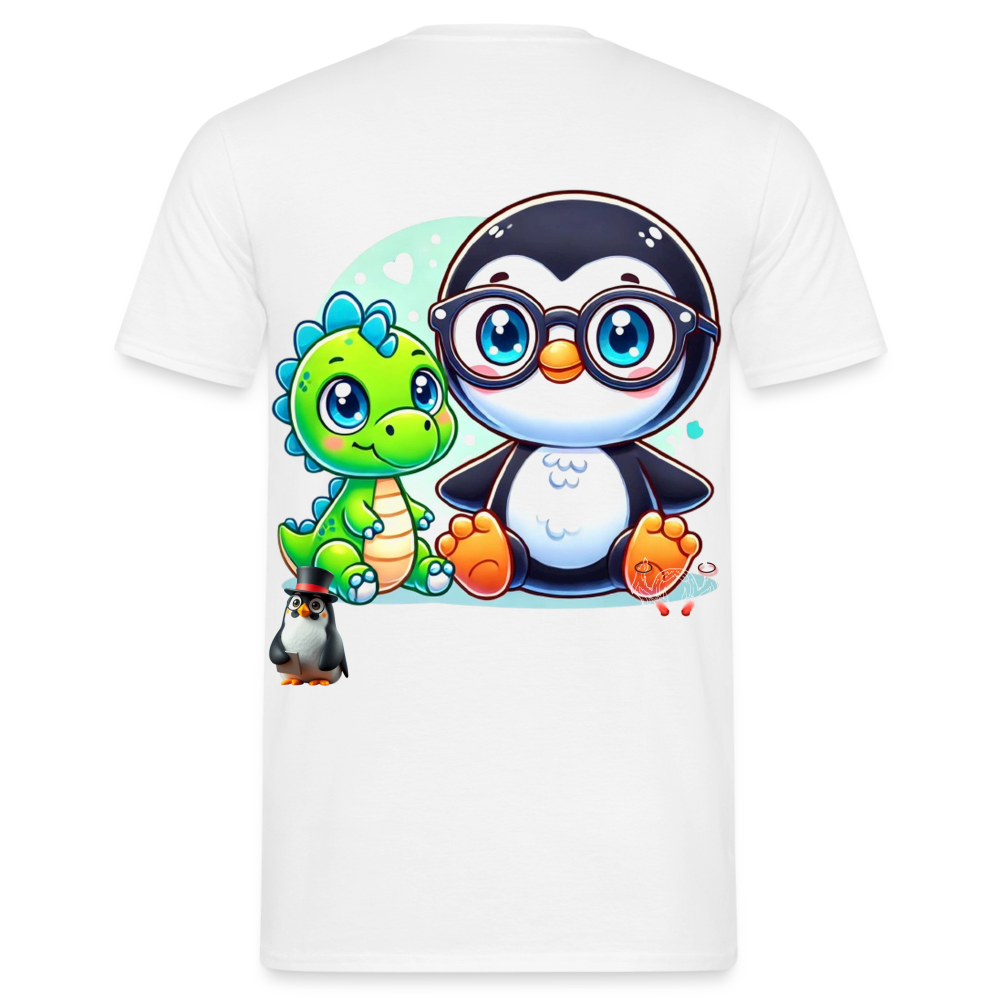 Men T-Shirt KasPenguin with Dinosaur - Weiß