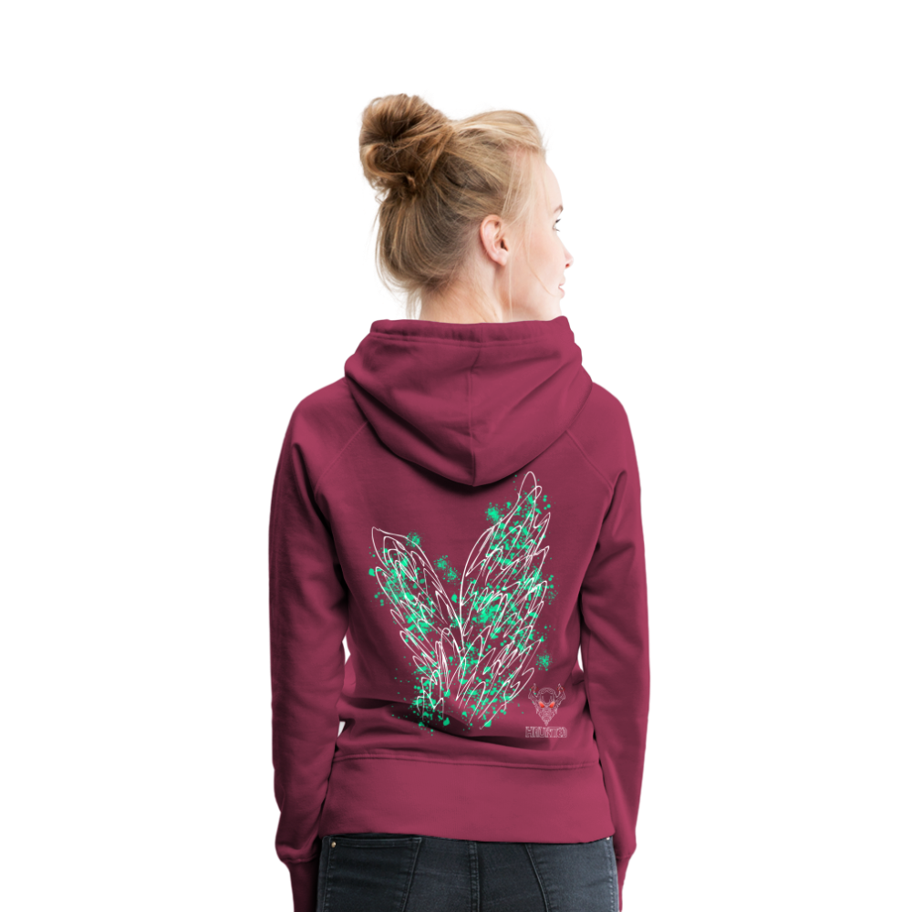 Women Hoodie Turquoise Wings - Bordeaux