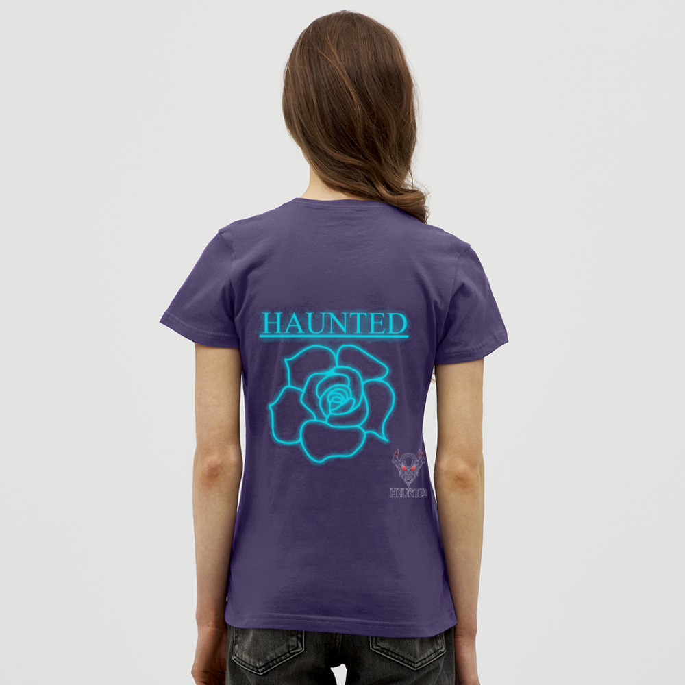 Women T-Shirt Original Neon Rose - Dunkellila