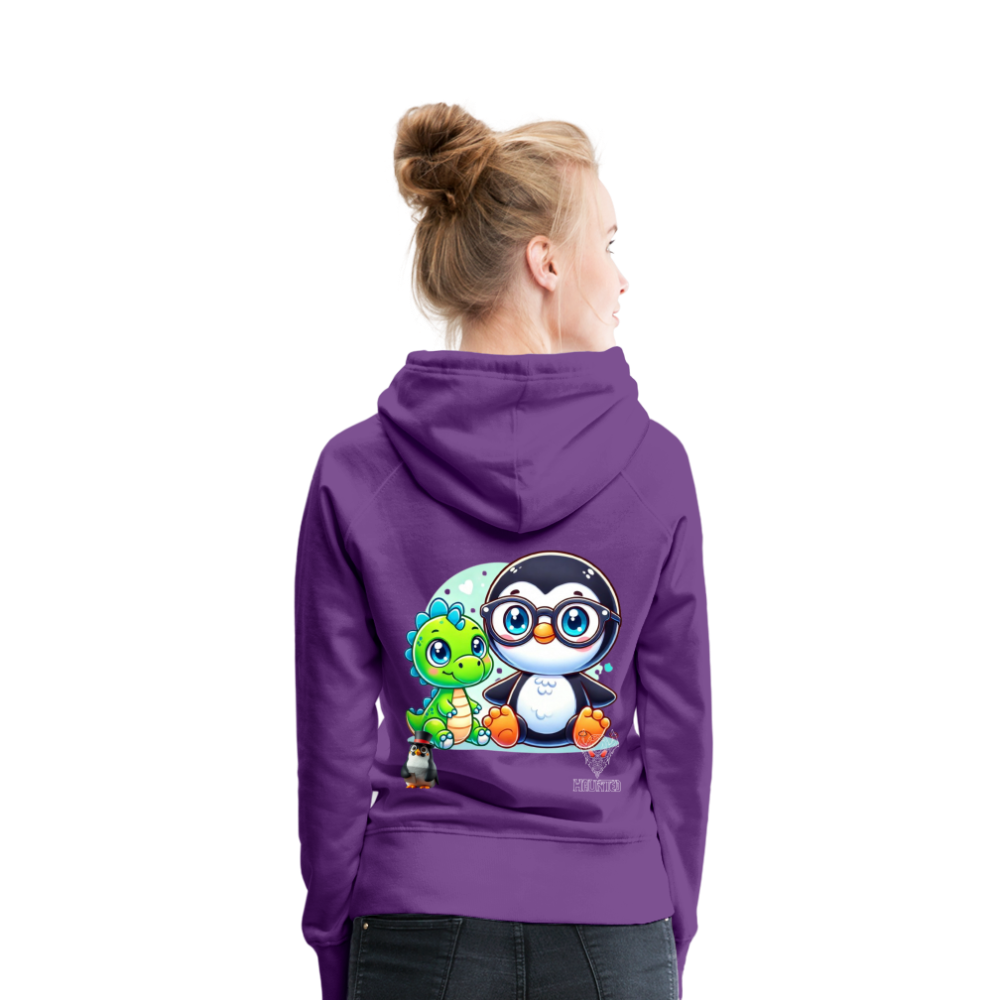 Women Hoodie KasPenguin with Dinosaur - Purple