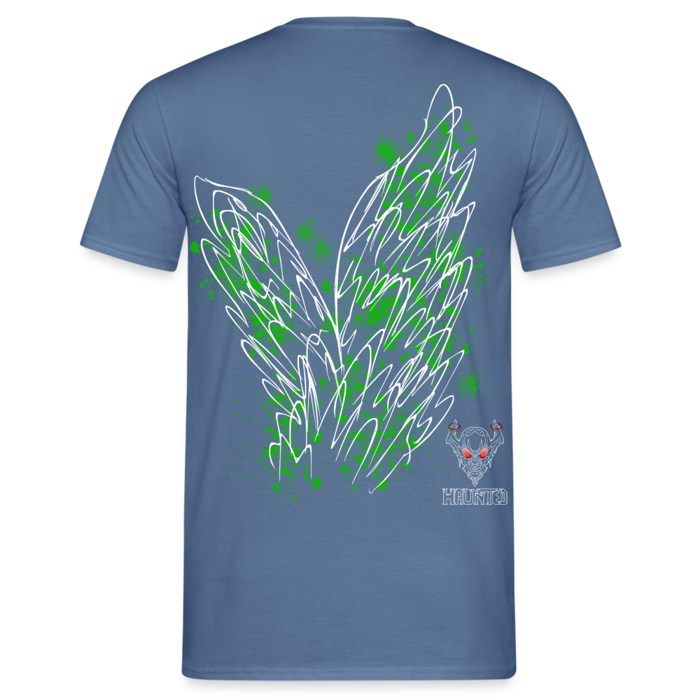 Men T-Shirt Green Wings - Taubenblau