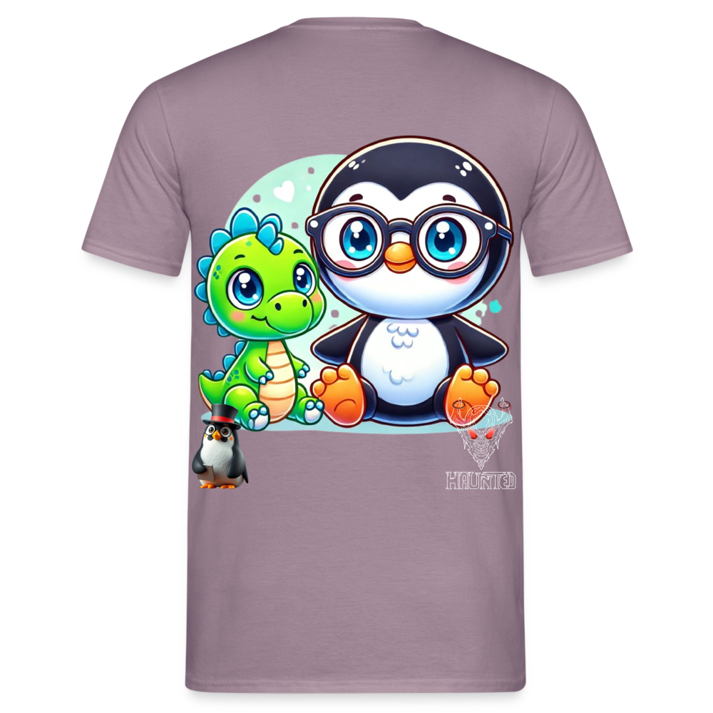 Men T-Shirt KasPenguin with Dinosaur - Lilagrau