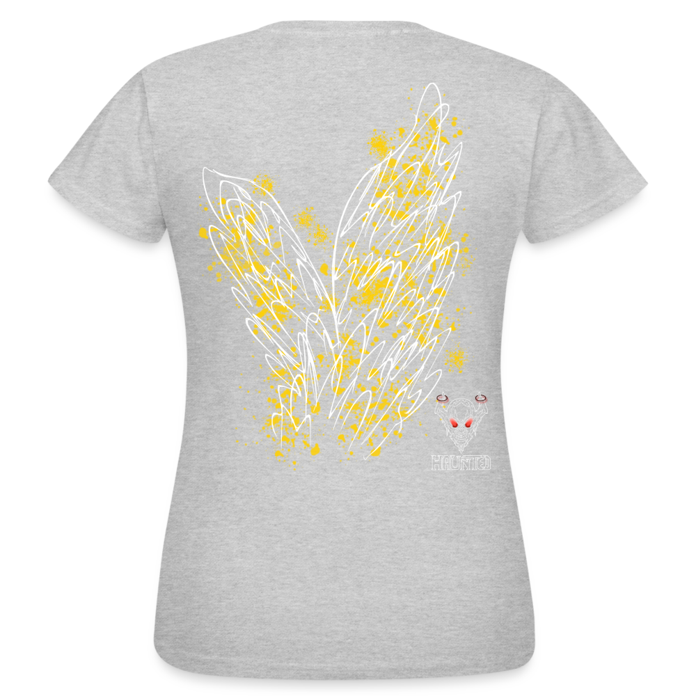 Women T-Shirt Yellow Wings - Grau meliert