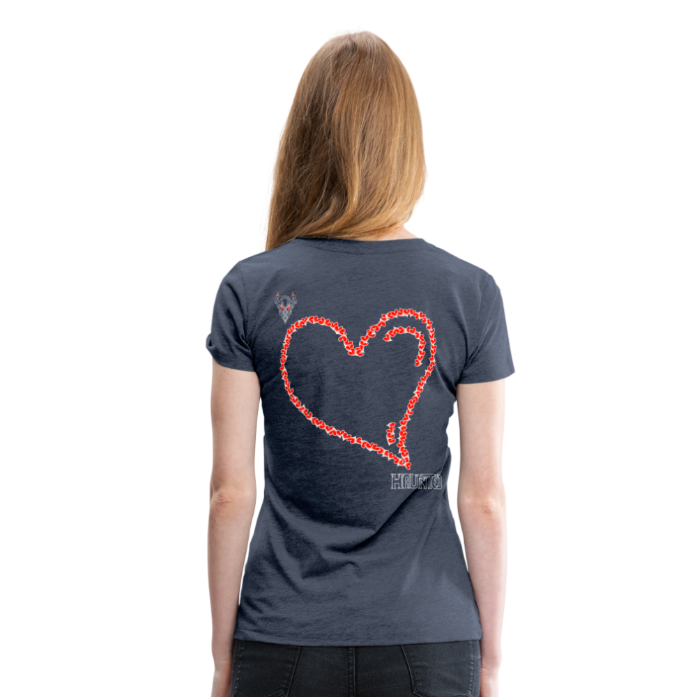 Woman T-Shirt Hearts Light - Blau meliert