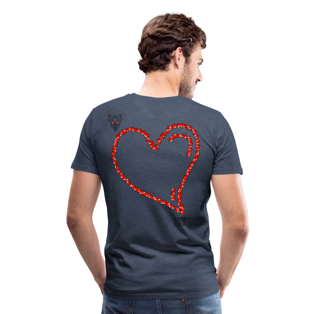 Man T-Shirt Hearts Dark - Blau meliert