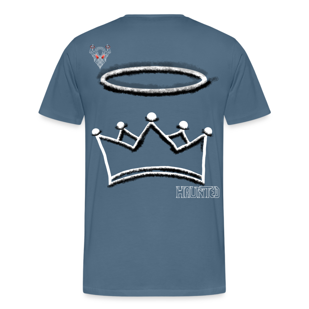 Man T-Shirt Crown and Ring Light - Blaugrau