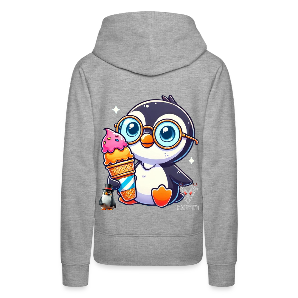 Women Hoodie KasPenguin with Ice - Grau meliert