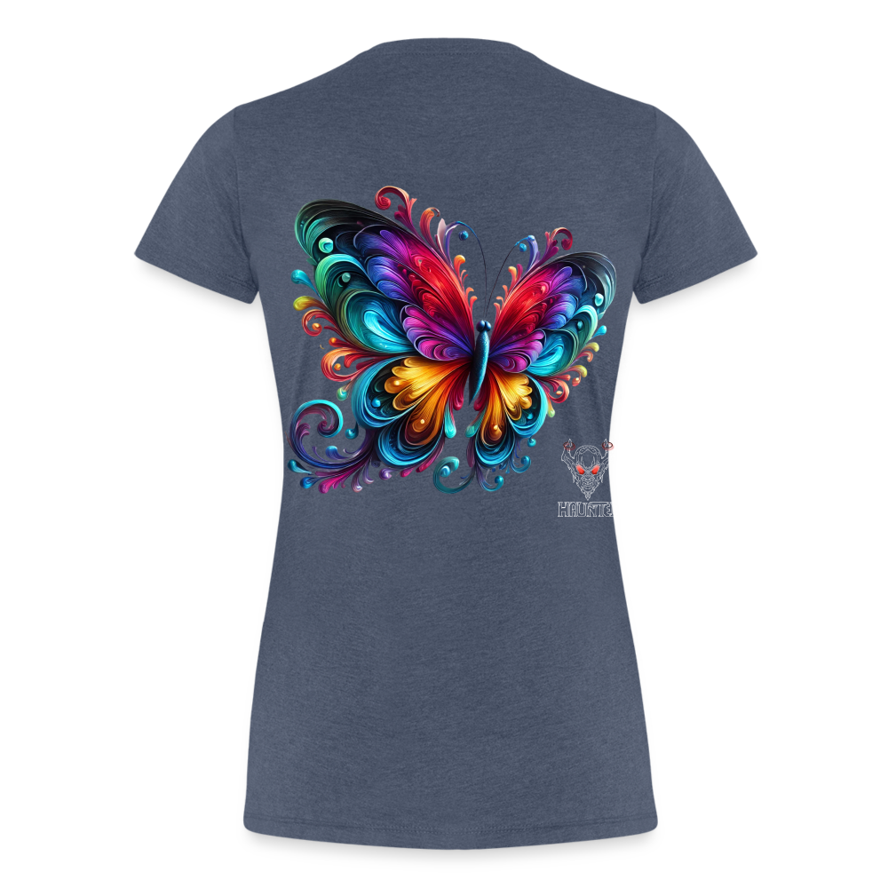 Woman T-Shirt Radiant Butterfly Art - Blau meliert