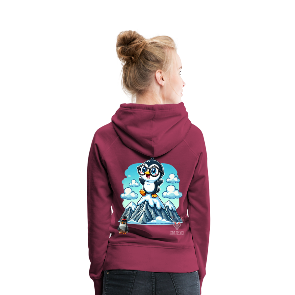 Women Hoodie KasPenguin on Top - Bordeaux