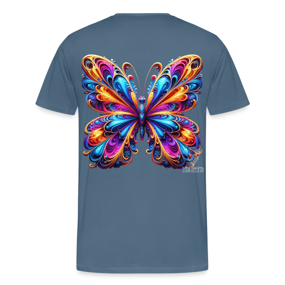 Men T-Shirt Vibrant Butterfly Elegance - Blaugrau