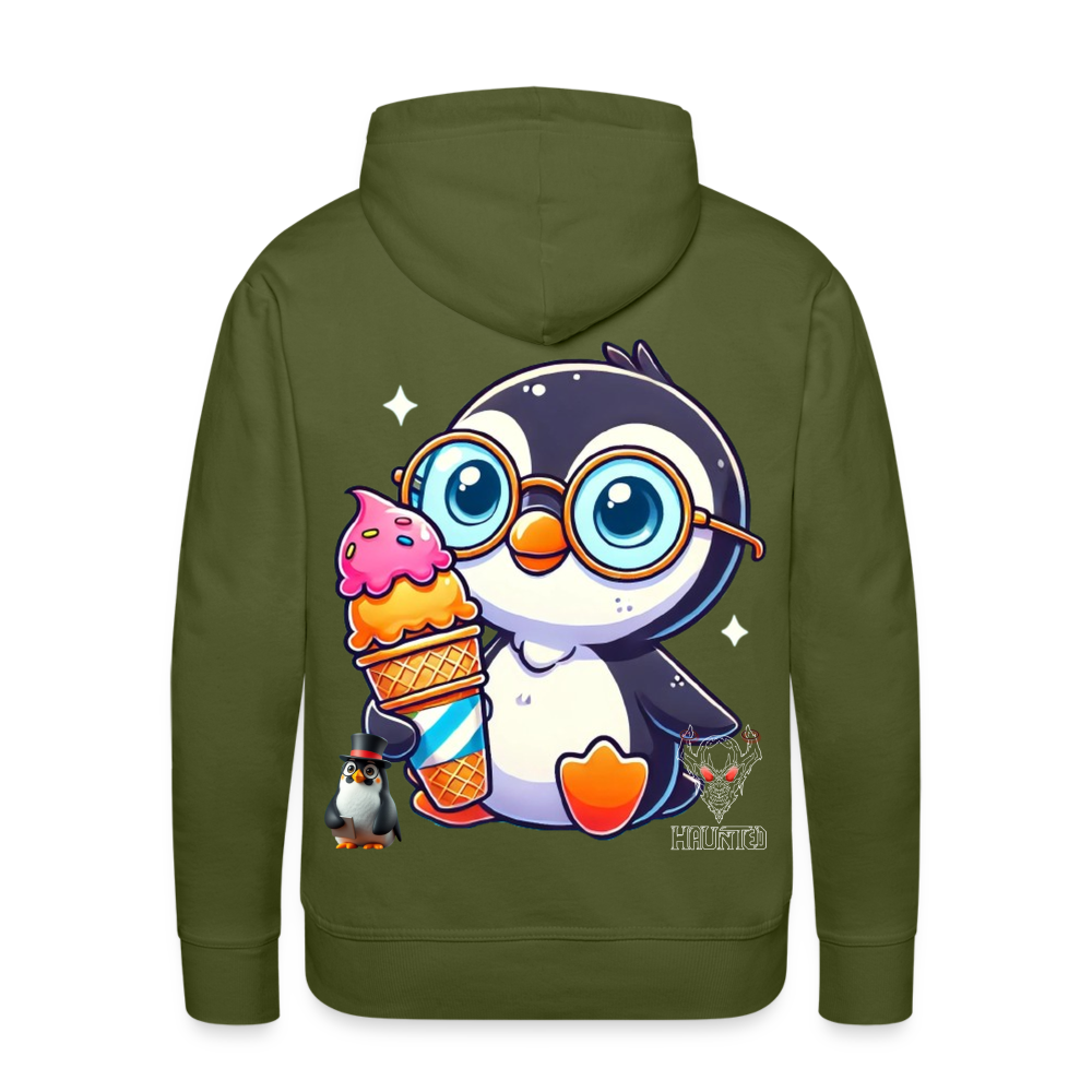 Men Hoodie KasPenguin with Ice - Olivgrün