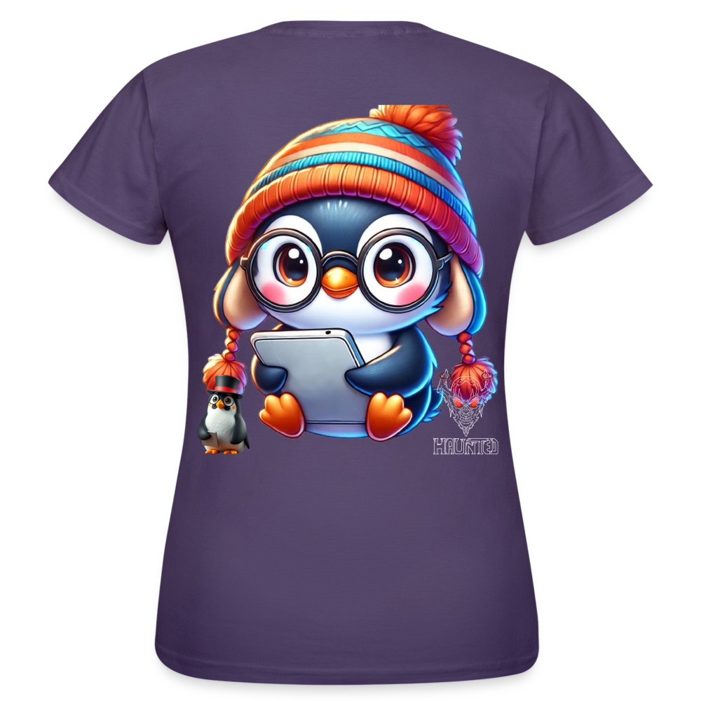 Women T-Shirt KasPenguin with Pad - Dunkellila
