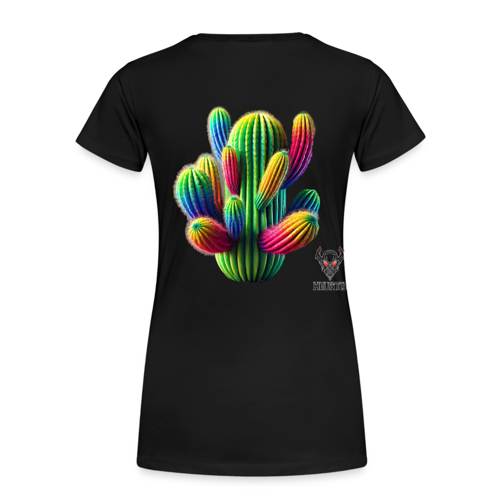 Woman T-Shirt Prismatic Cactus Bloom - Schwarz