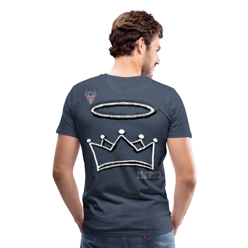 Man T-Shirt Crown and Ring Light - Blau meliert