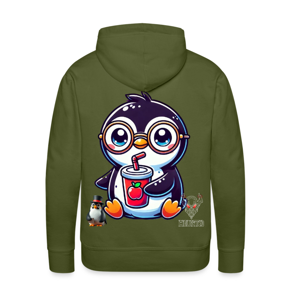 Men Hoodie KasPenguin with Drink - Olivgrün