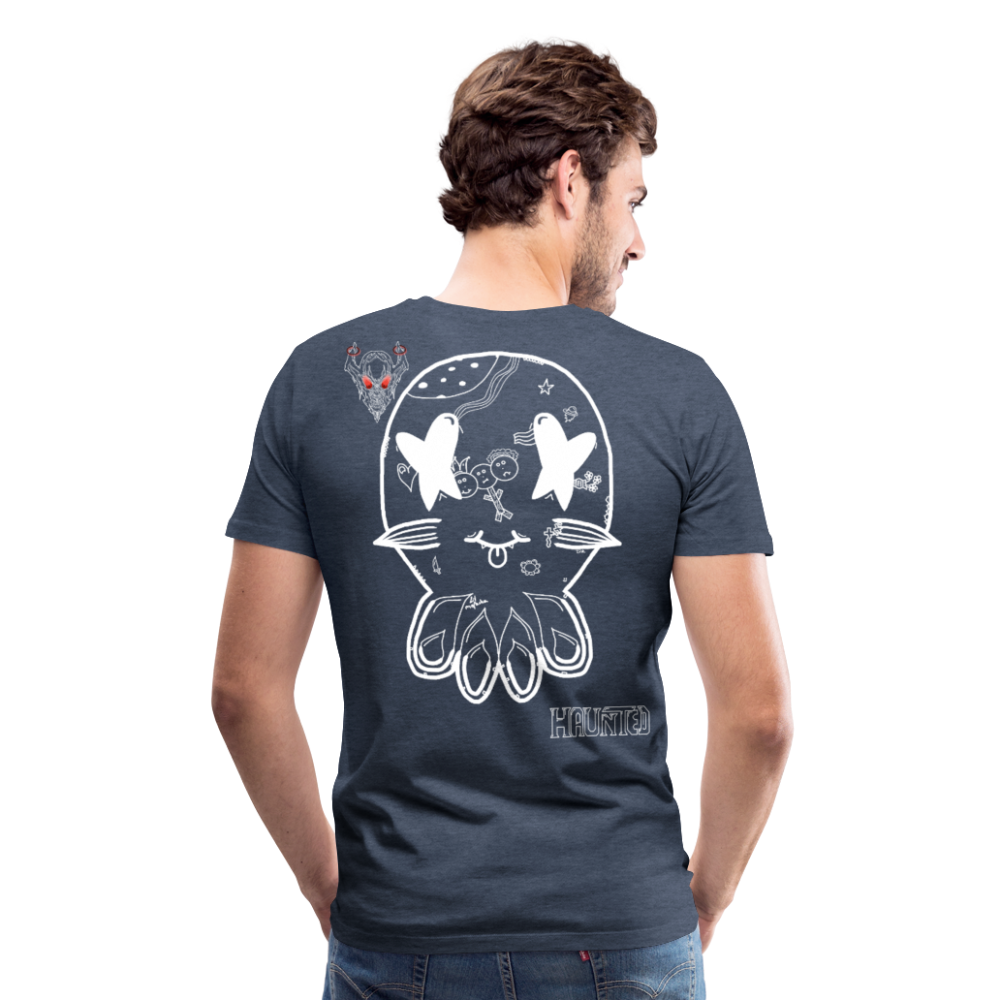 Man T-Shirt Ghost Doodle Light - Blau meliert